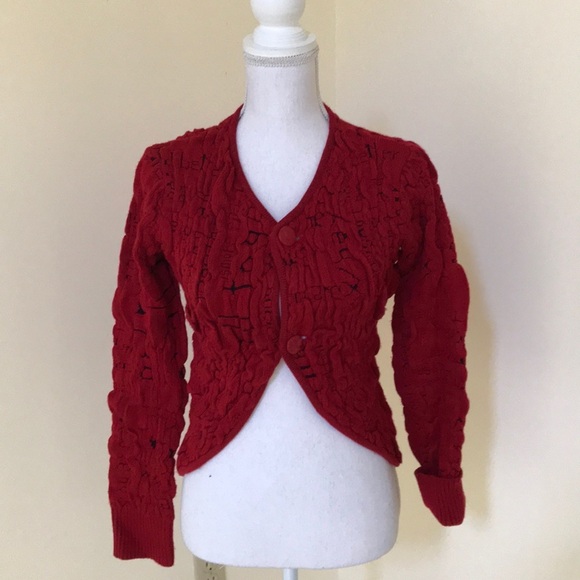 DESIGUAL Size L red button down long sleeve cardigan